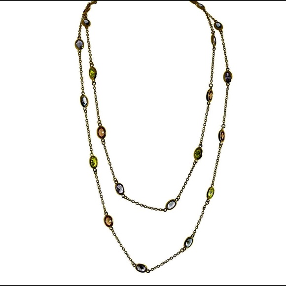 Long Crystal Soft Pastel Chain Necklace-Boutique - Picture 2 of 3